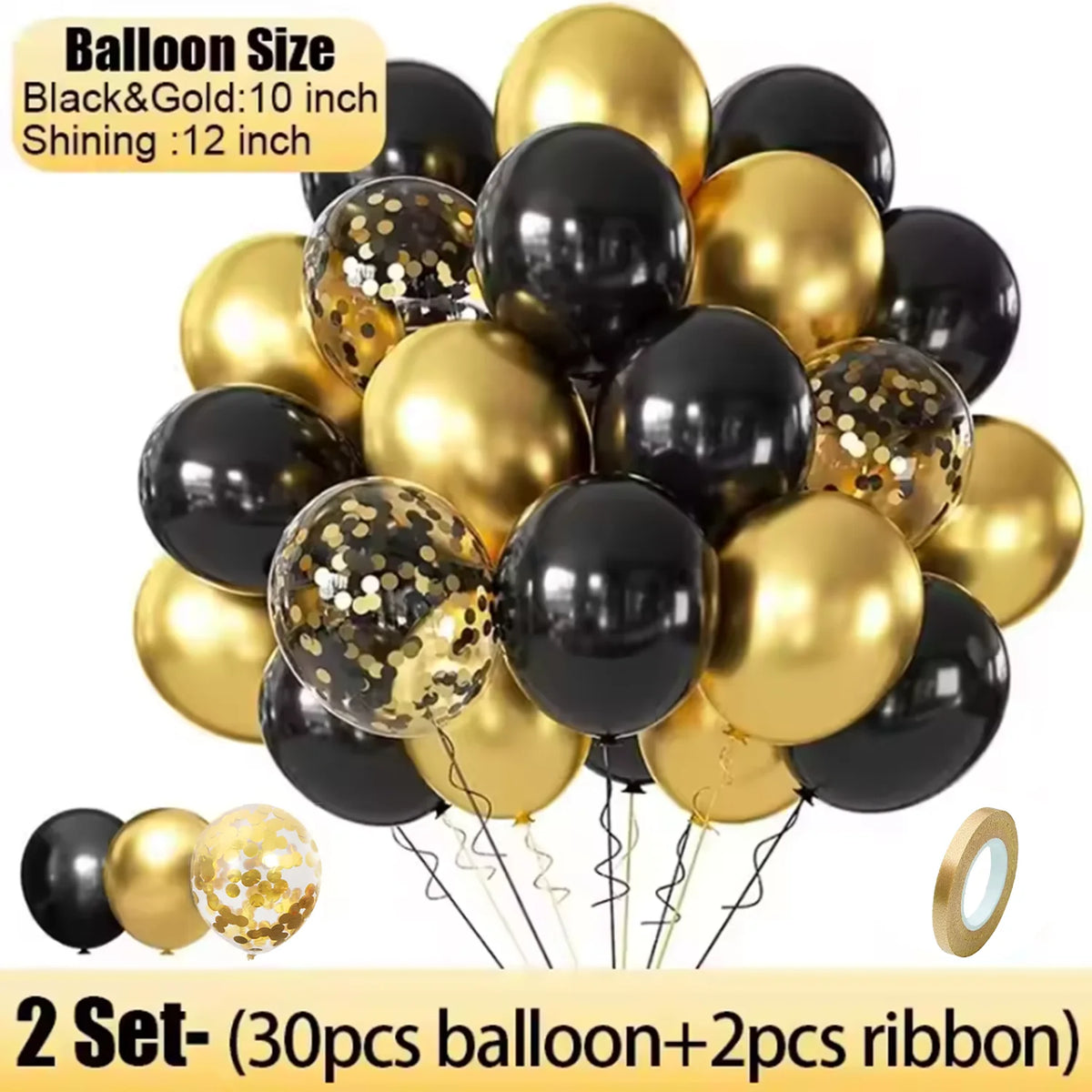 Black & Gold Balloon Set