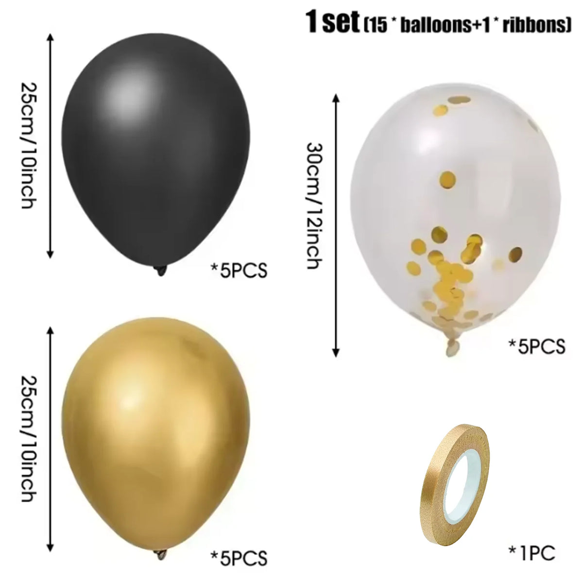 Black & Gold Balloon Set